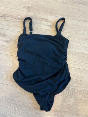 Simons Black Textured One-Piece Swimsuit